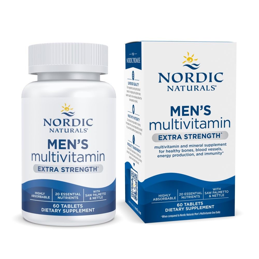Nordic Naturals Men’s Multivitamin Extra Strength bottle with tablets for daily bone and immunity support