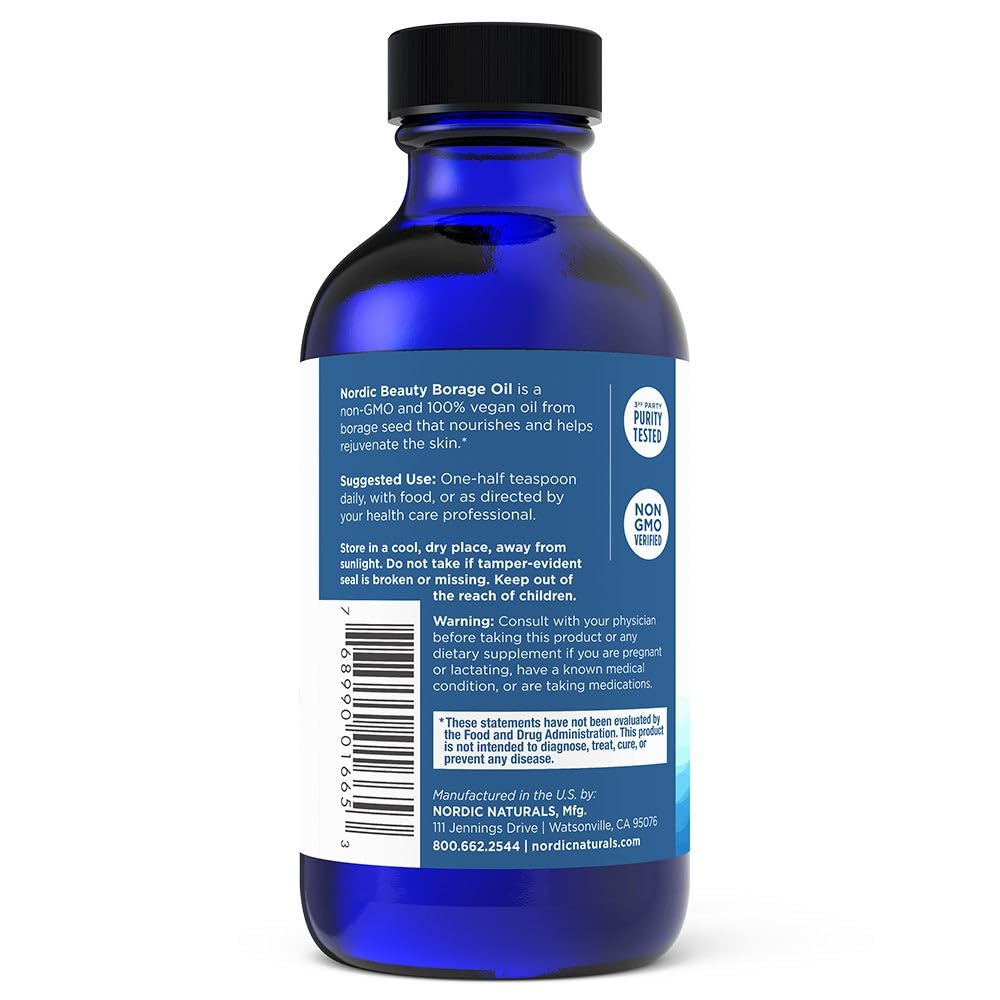 Nordic Naturals Nordic Beauty Borage Oil label closeup non-GMO vegan