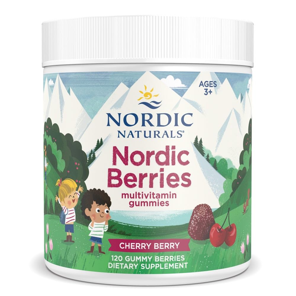Nordic Berries Cherry Berry bottle front for kids' daily vitamins
