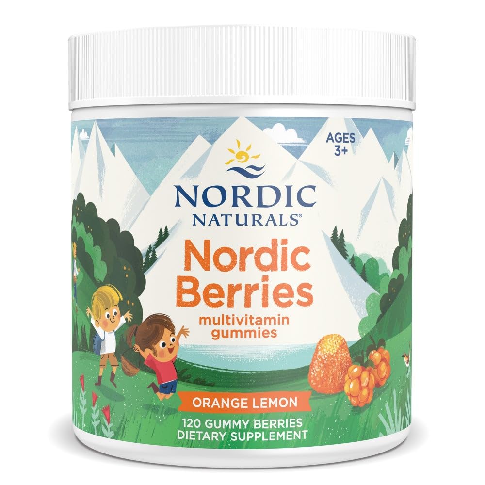 Nordic Naturals Nordic Berries Citrus bottle showing kid-friendly multivitamin for daily nutrients