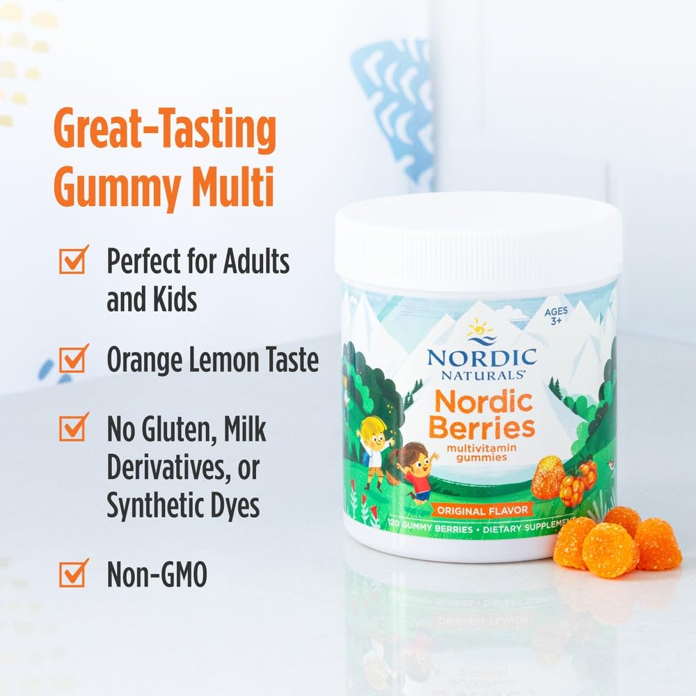 Label close-up showing zinc and vitamins A, C, D3, E in Nordic Berries Citrus
