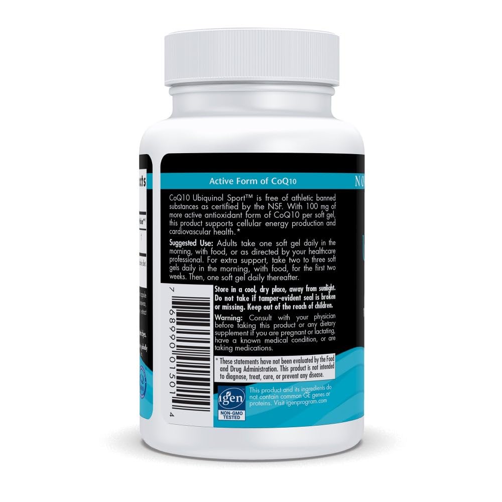 Nordic Naturals CoQ10 Ubiquinol Sport NSF certification seal on packaging