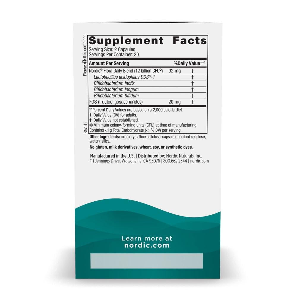 Capsules highlight four strains and 12 billion cultures for gut support.