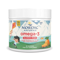 Nordic Naturals Nordic Omega-3 Gummy Fish Tangerine bottle for convenient daily EPA and DHA