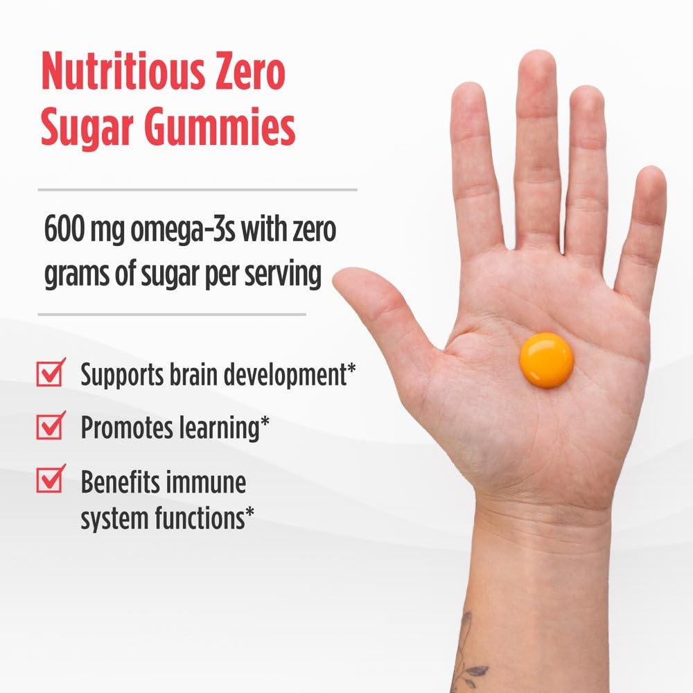 Nordic Naturals omega-3 EPA/DHA symbols emphasizing benefits for growing minds.