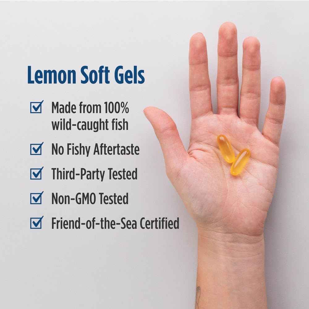 Nordic Naturals Omega-3 lemon bottle on shelf signifying clean ingredients