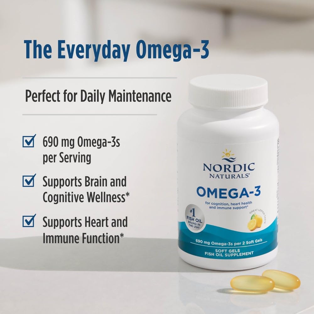 Nordic Naturals Omega-3 lemon label close-up indicating triglyceride-form absorption