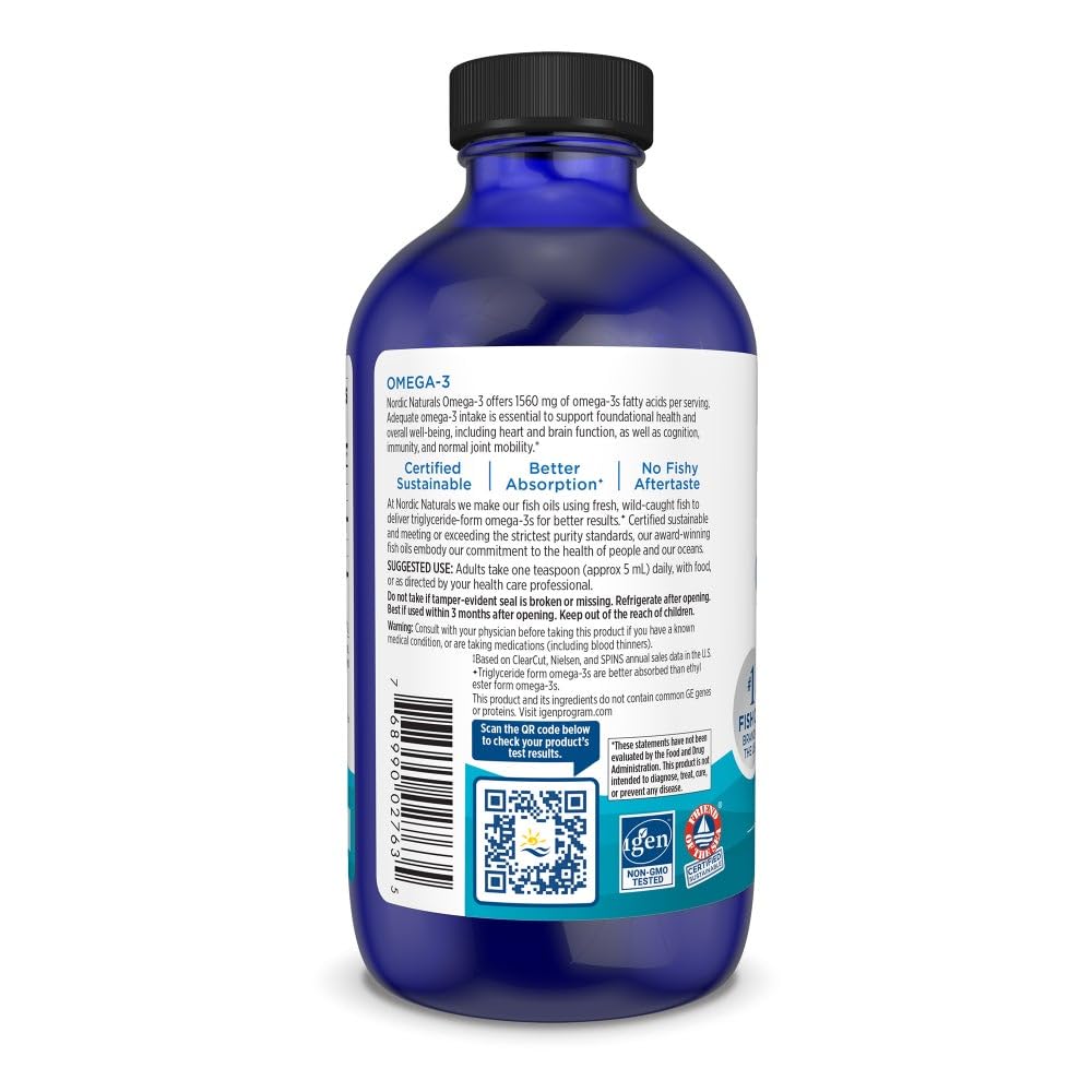 Nordic Naturals Omega-3 Lemon liquid pour demonstrates easy-dose consumption