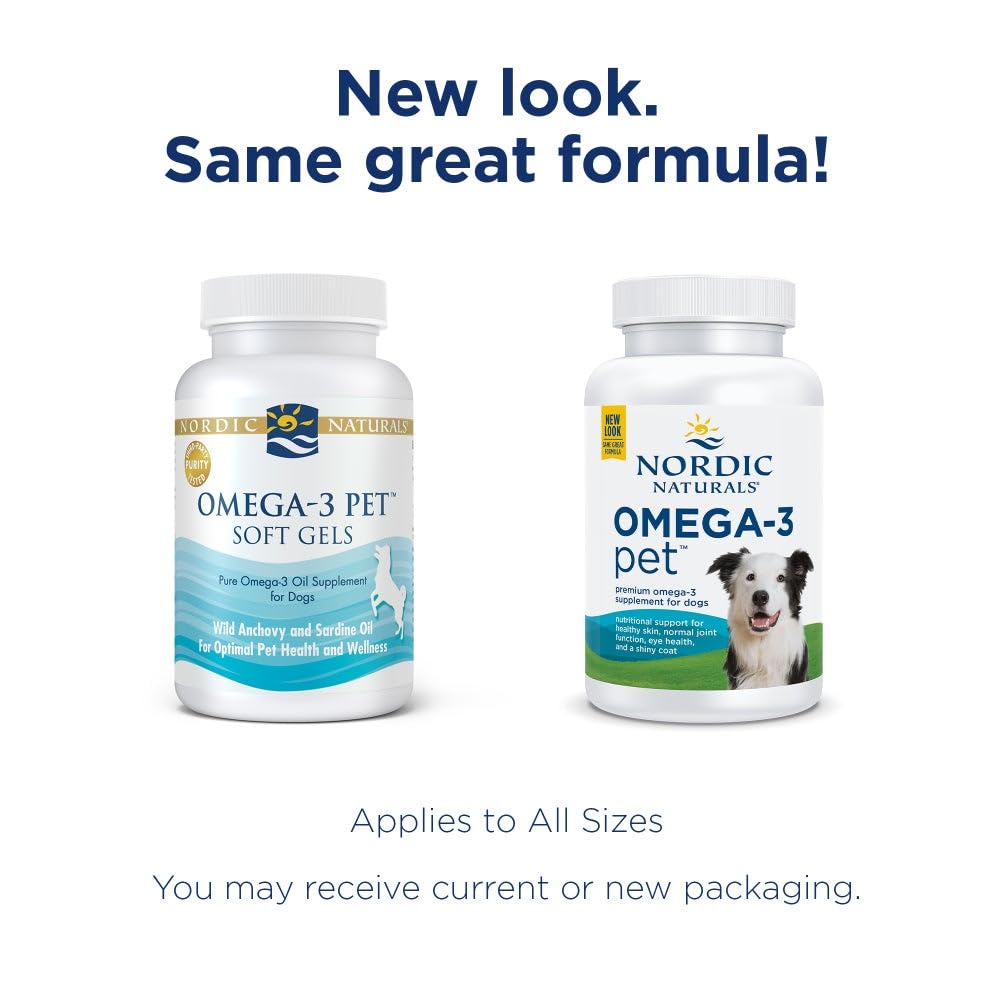 Nordic Naturals Omega-3 Pet purity seal emphasizes non-GMO, gluten-free ingredients.