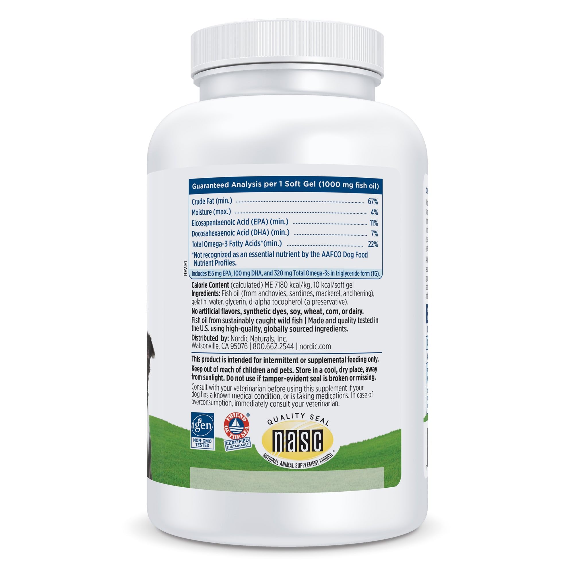 Nordic Naturals Omega-3 Pet soft gels shown in packaging for easy daily dosing