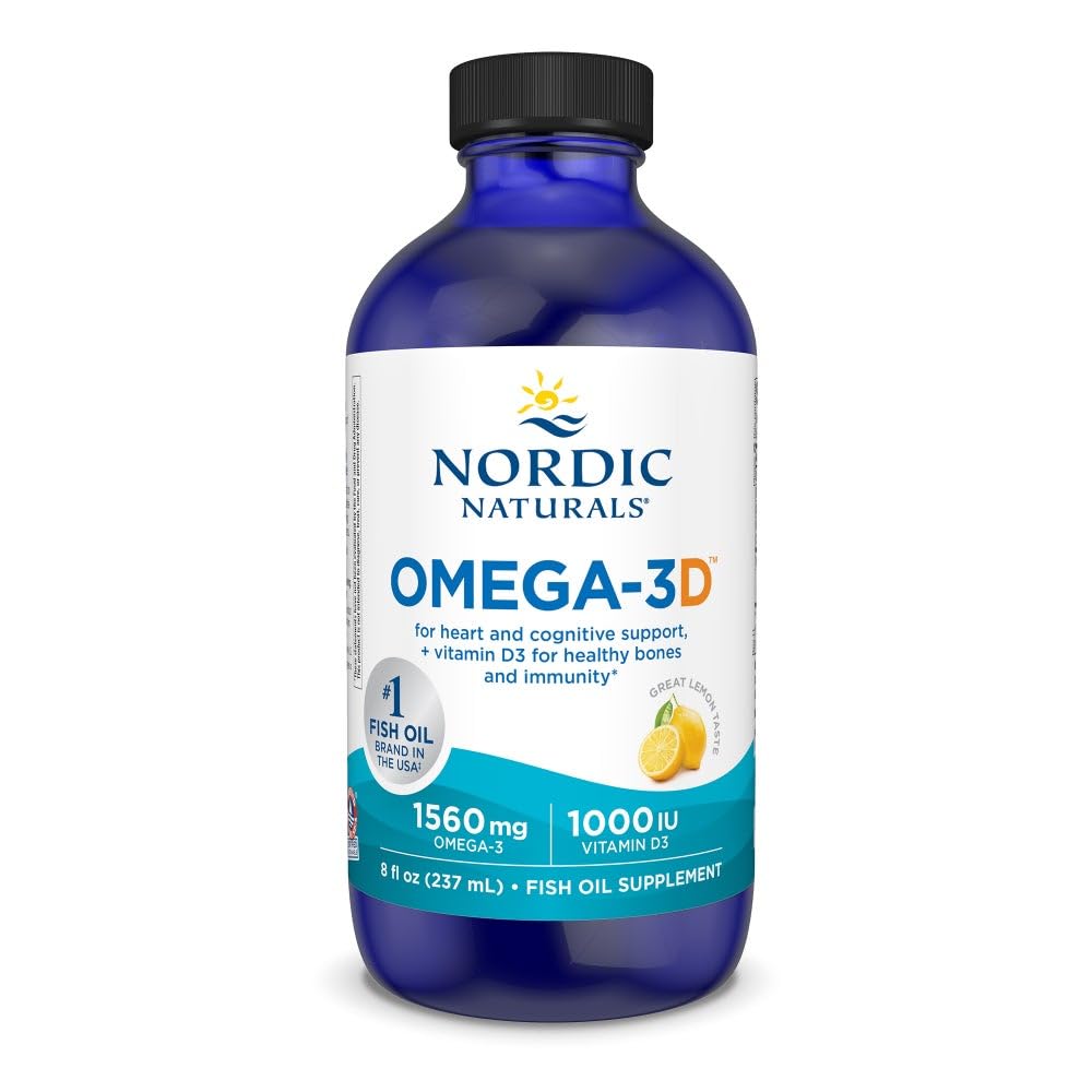 Nordic Naturals Omega-3D lemon bottle may support immune health.