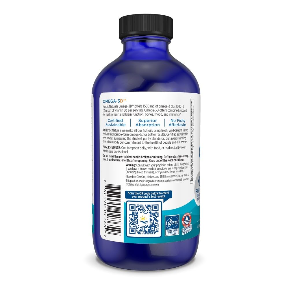 Nordic Naturals Omega-3D lemon dropper precise dosing for daily omega-3 intake.