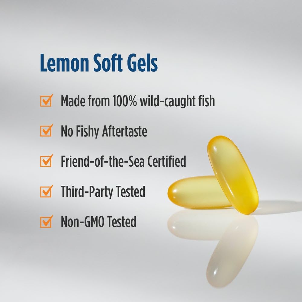 Non-GMO, dairy-free and gluten-free attributes on Omega-3D packaging.