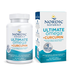 Nordic Naturals Omega Curcumin Lemon bottle shows balanced omega-3 and curcumin for daily wellness.