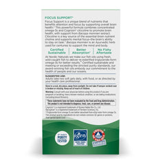Omega Focus label up close highlighting purity and non-GMO quality