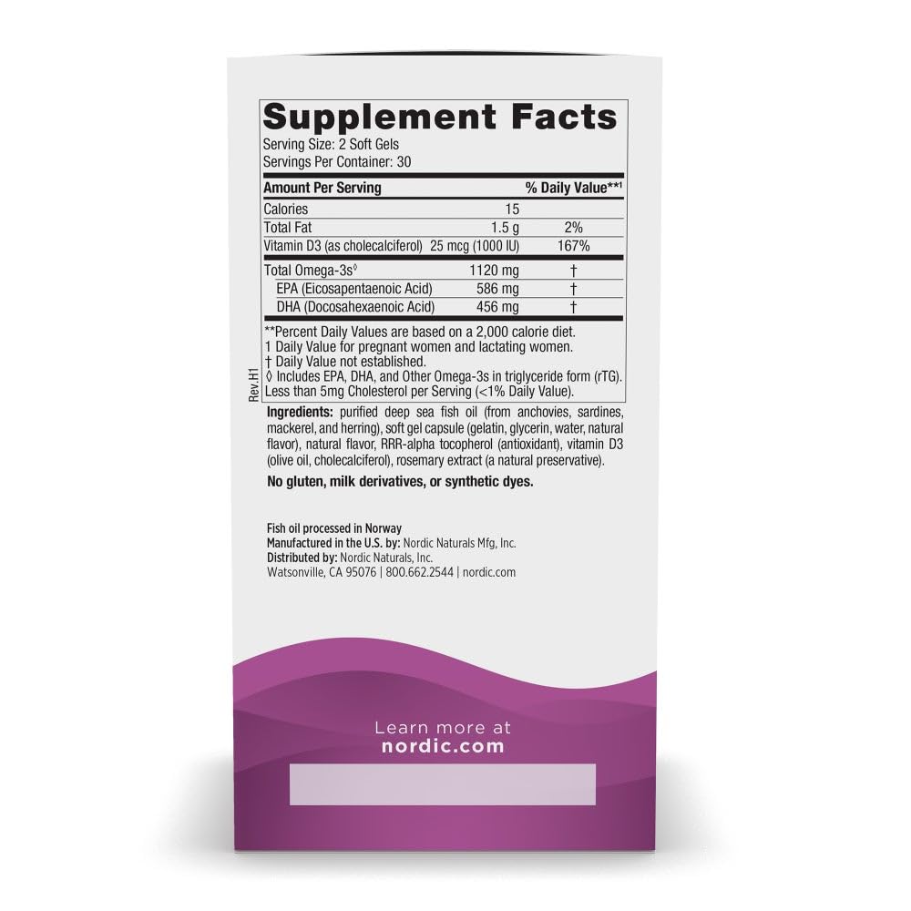 Nordic Naturals Postnatal Omega-3 lemon soft gels close-up for easy daily intake.