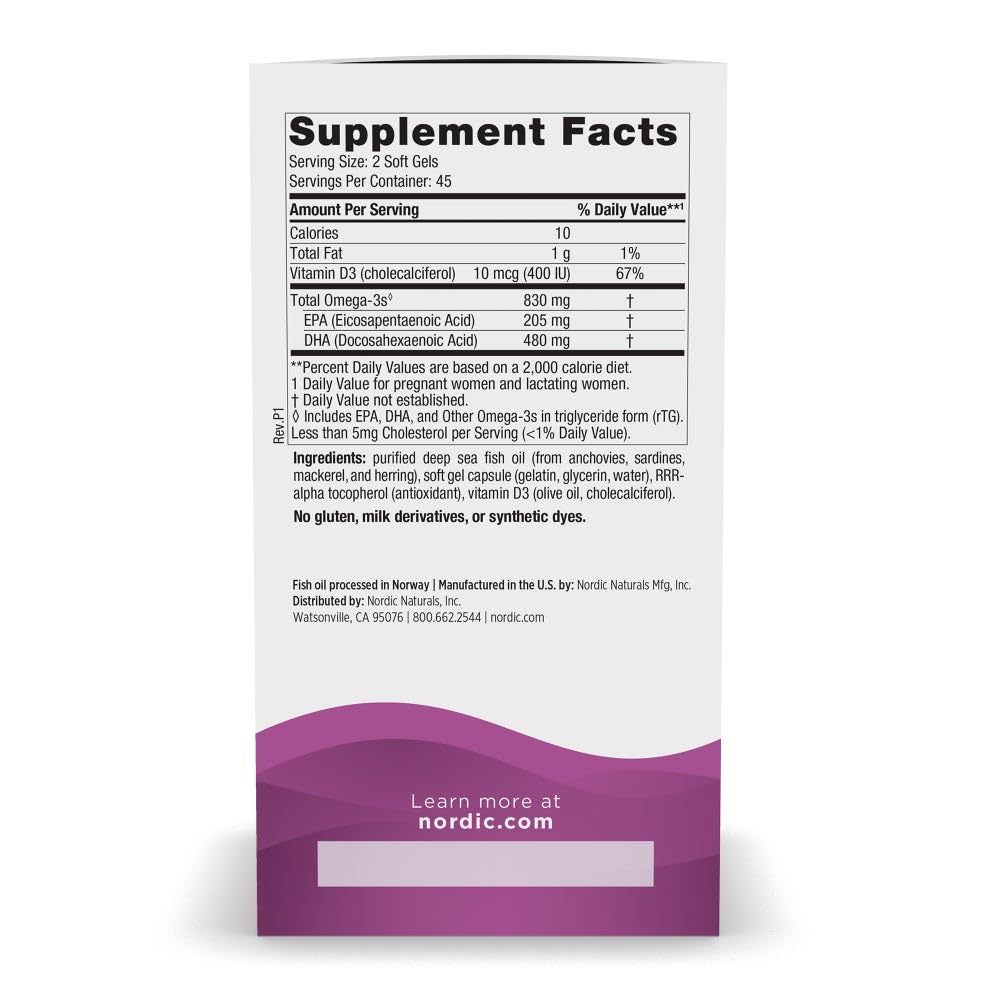 Nordic Naturals Prenatal DHA soft gels close-up; unflavored capsules for sensitive stomachs.
