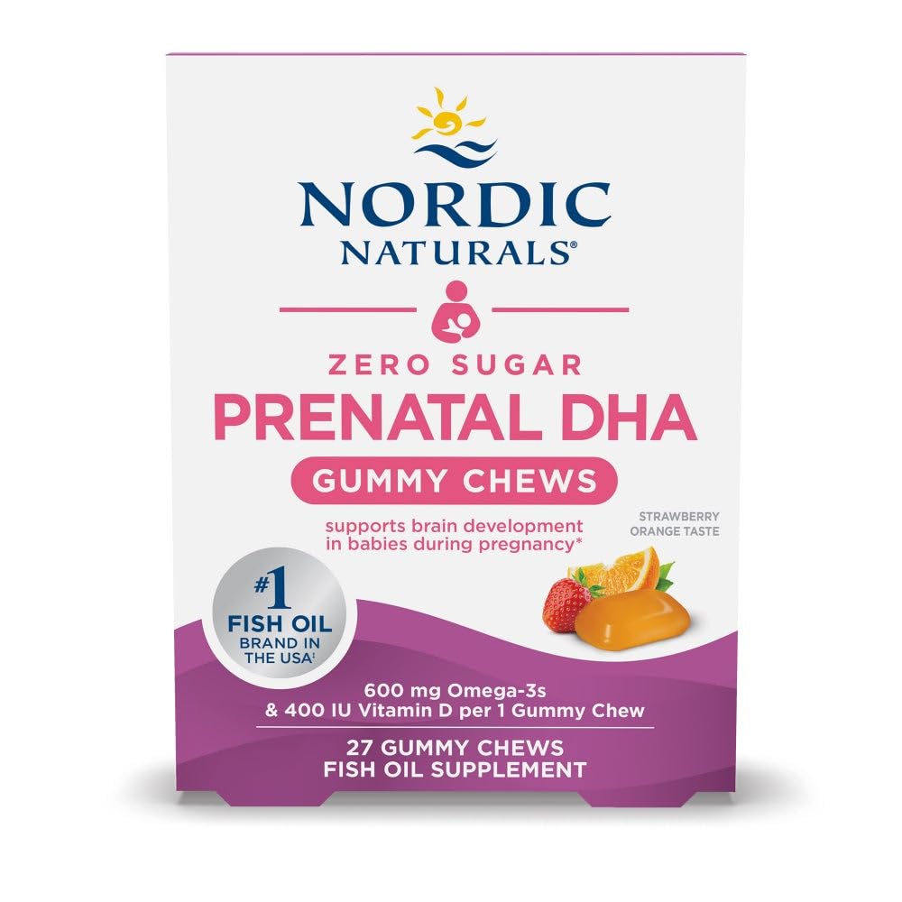 Nordic Naturals Prenatal Gummies bottle front showing the omega-3 option for pregnancy