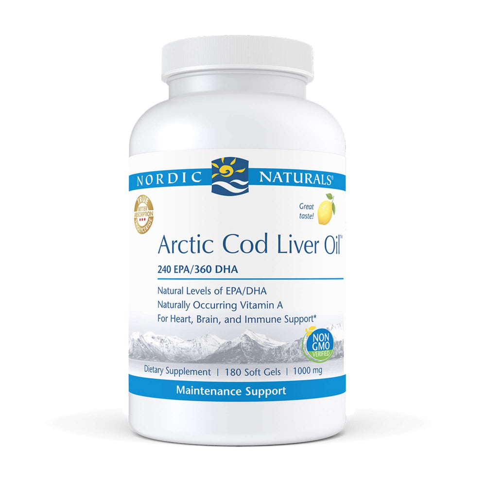 Nordic Naturals Pro Arctic Cod Liver Oil lemon bottle for daily heart and brain support