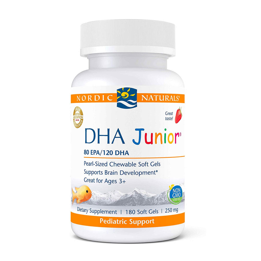 Nordic Naturals Pro DHA Junior strawberry mini chewable soft gels support brain and eye development