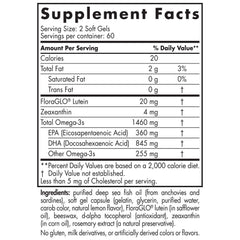 Nordic Naturals ProDHA Eye label close-up showing lutein and zeaxanthin
