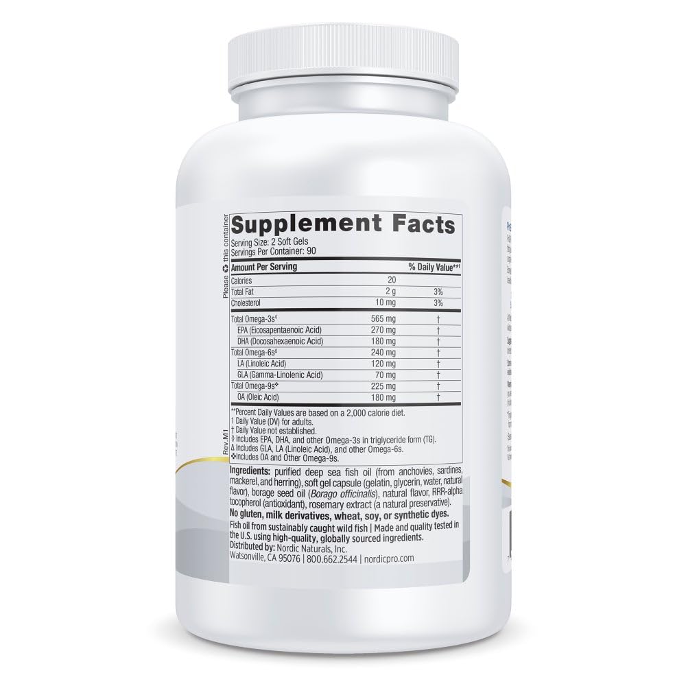 ProEFA lemon label highlights EPA, DHA, and GLA details.