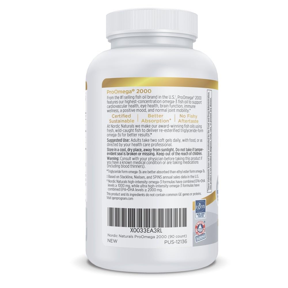 Nordic Naturals ProOmega 2000 lemon softgel closeup emphasizes triglyceride form absorption.