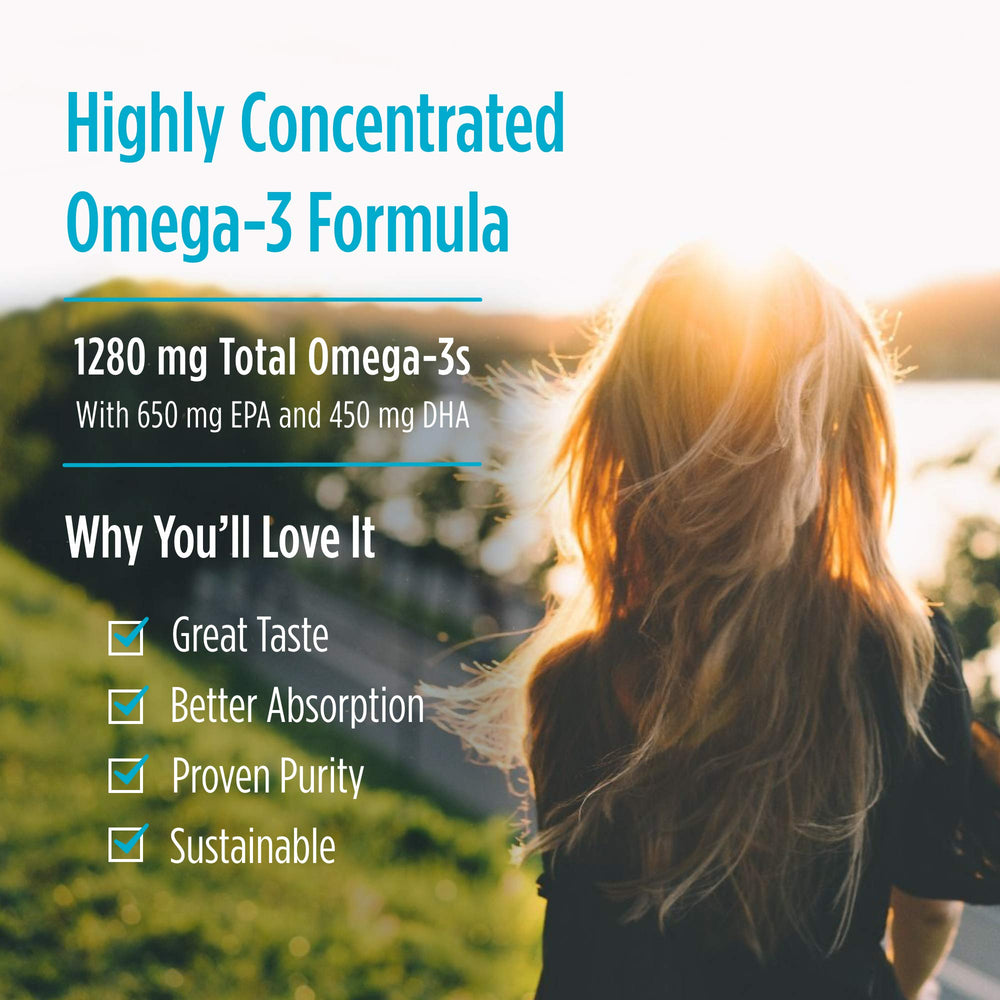 Nordic Naturals ProOmega lemon flavor bottle on kitchen counter, convenient daily supplement.
