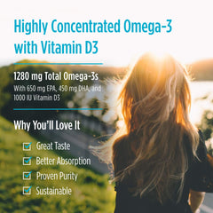 Nordic Naturals ProOmega-D lemon soft gels on spoon for simple daily intake.