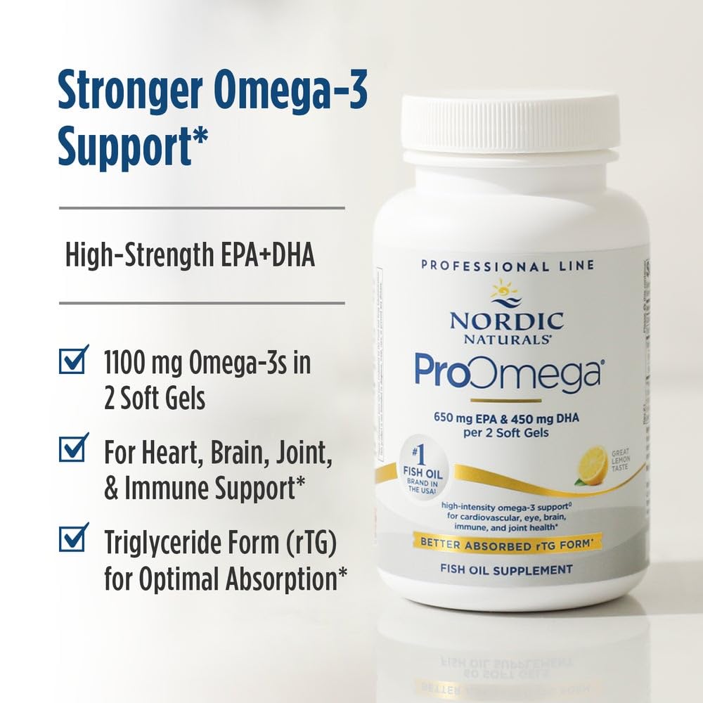 Nordic Naturals ProOmega lemon packaging box in natural lifestyle setting
