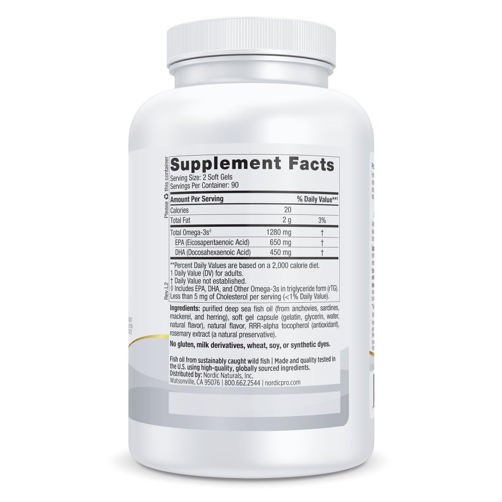 Nordic Naturals ProOmega lemon soft gels close-up highlights high-potency EPA and DHA.