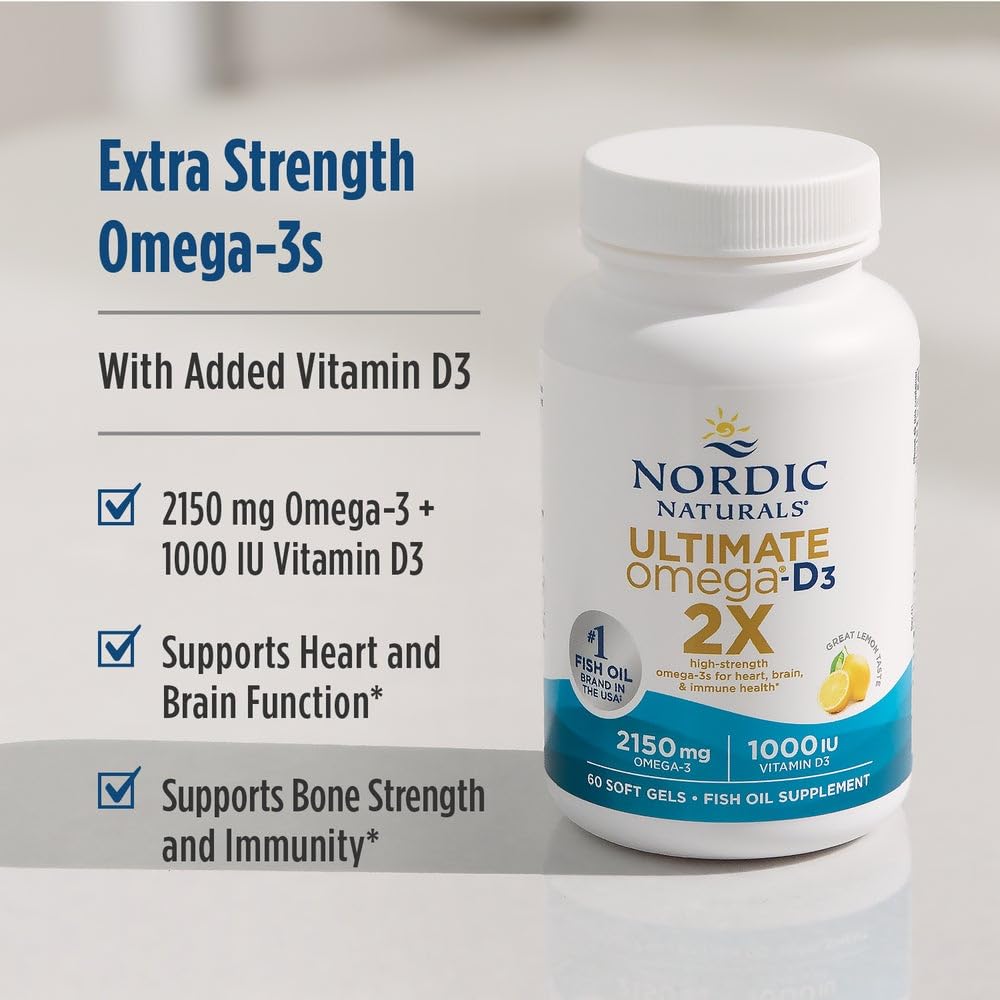 Nordic Naturals Ultimate Omega 2X near a desk setup suggesting daily focus support.