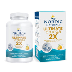 Nordic Naturals Ultimate Omega 2X lemon bottle closeup for daily omega-3 support