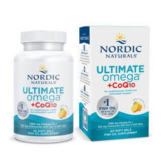 Nordic Naturals Ultimate Omega + CoQ10 lemon bottle supports heart health as part of daily wellness