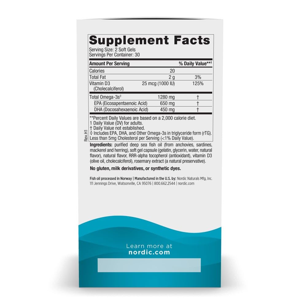 Closeup of Nordic Naturals Ultimate Omega-D3 Lemon softgels highlighting lemon flavor for easy daily use.