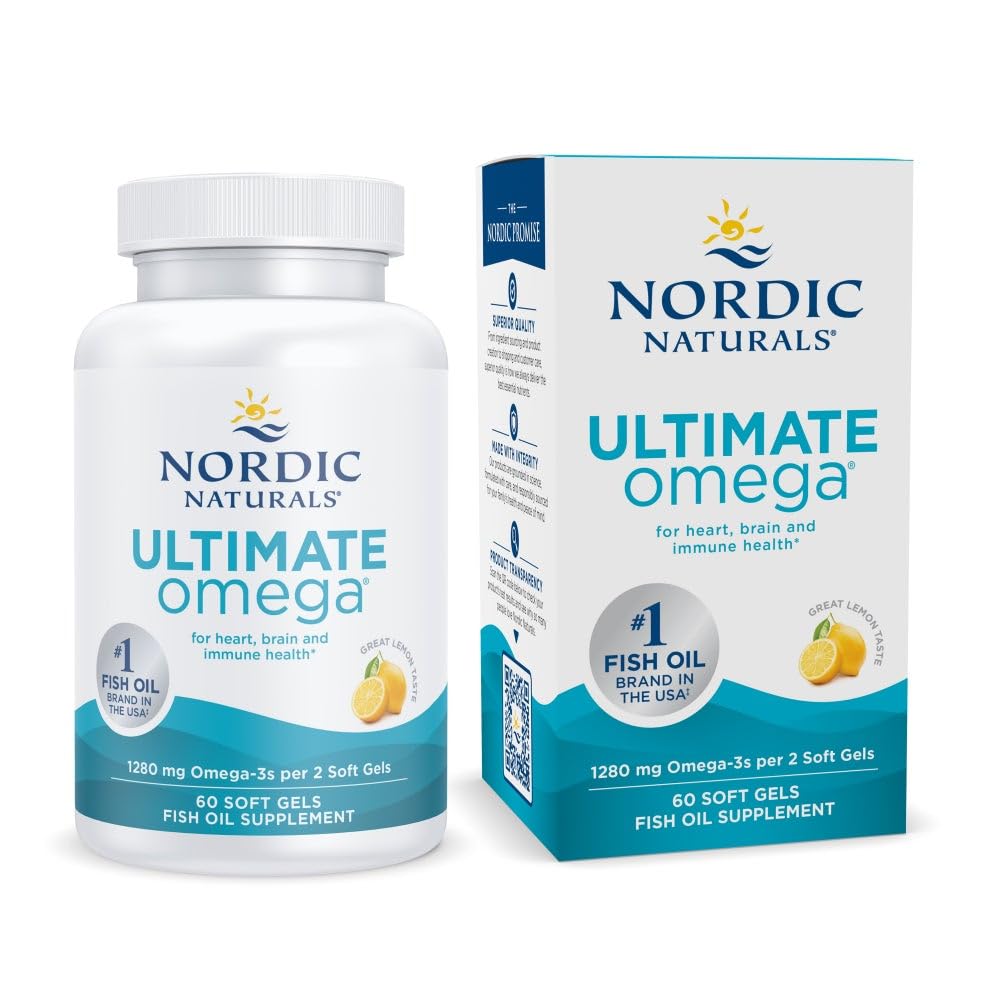 Nordic Naturals Ultimate Omega lemon bottle may support daily heart and brain health