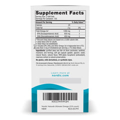 Nordic Naturals Ultimate Omega lemon softgels close-up showing easy-to-swallow form.