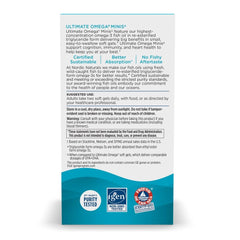  Nordic Naturals Ultimate Omega Minis soft gels closeup emphasizes easy swallowing and strawberry flavor.