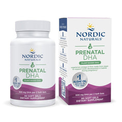Nordic Naturals Vegan Prenatal DHA bottle showing plant-based omega-3.