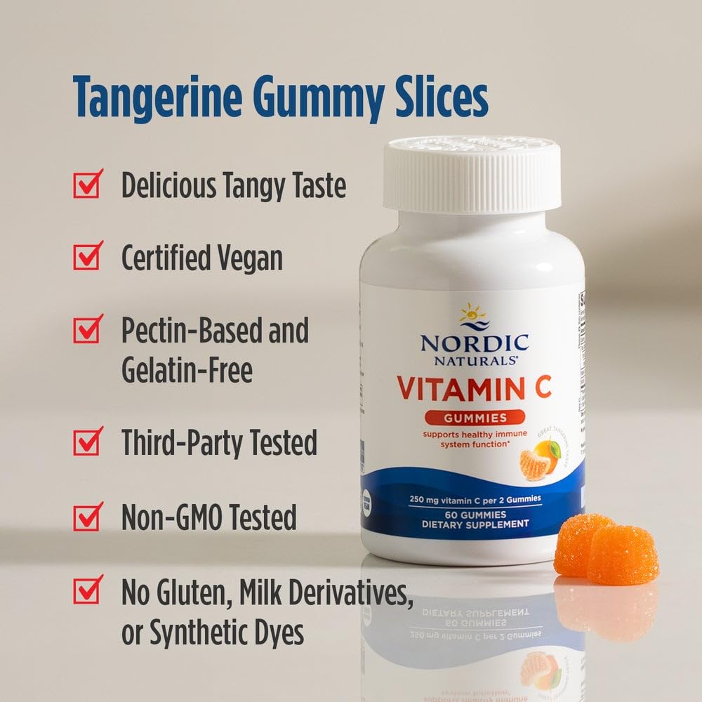 Ingredient panel of Nordic Naturals Vitamin C Gummies Tart Tangerine