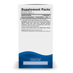 Nordic Naturals Vitamin D3 1000 orange mini soft gels pour to measure daily dosing for convenience.