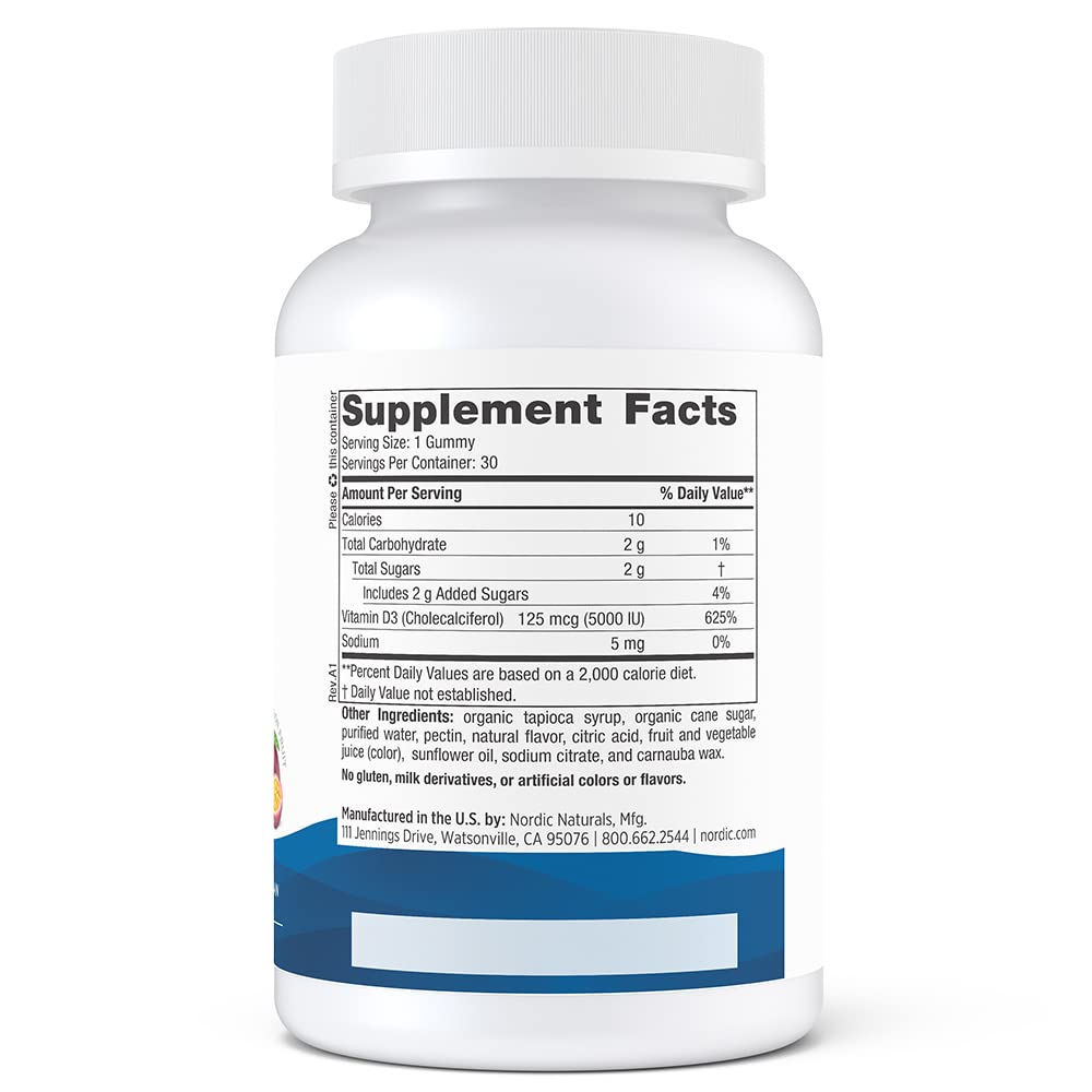 Nordic Naturals Vitamin D3 5000 Gummies pack-shot communicates convenient daily supplementation