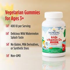 Nordic Naturals serving suggestion shows a kid taking a gummy in the morning