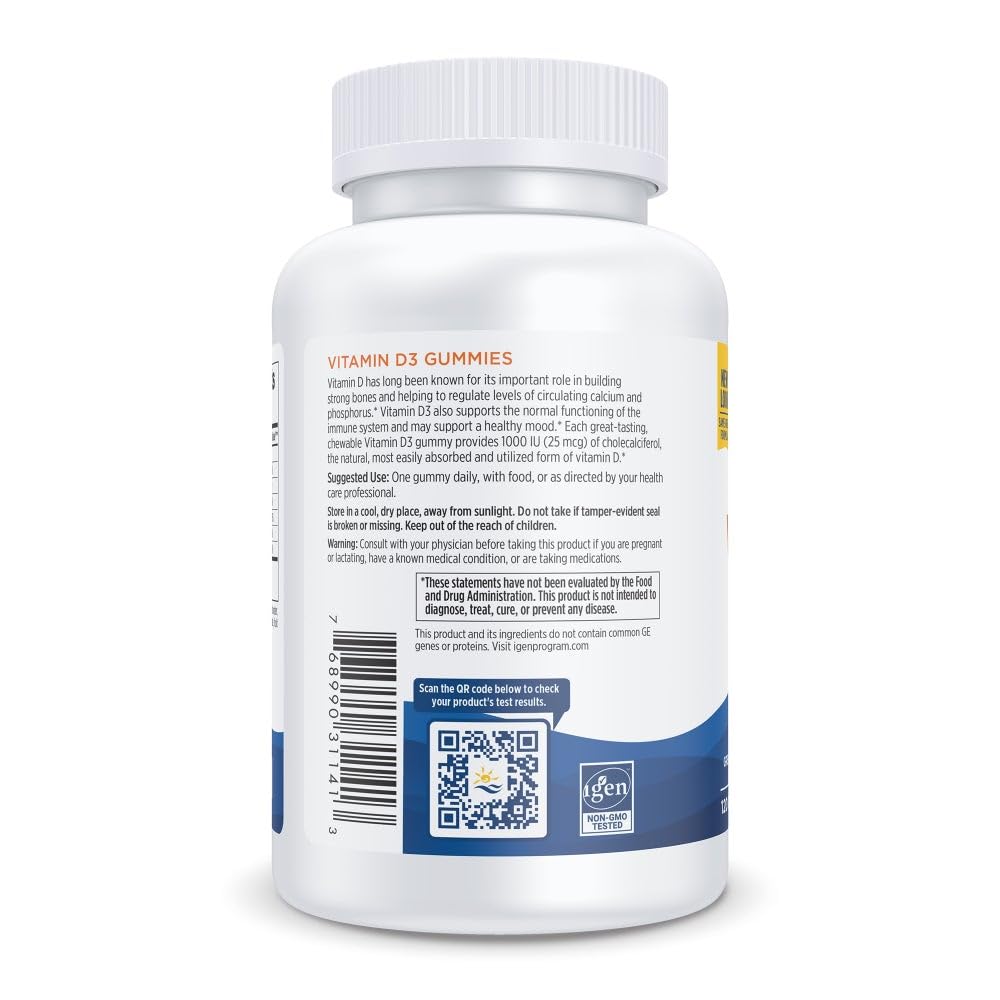 Nordic Naturals Vitamin D3 Gummies Wild Berry label: shows 1000 IU D3 and 1.4 mg iron
