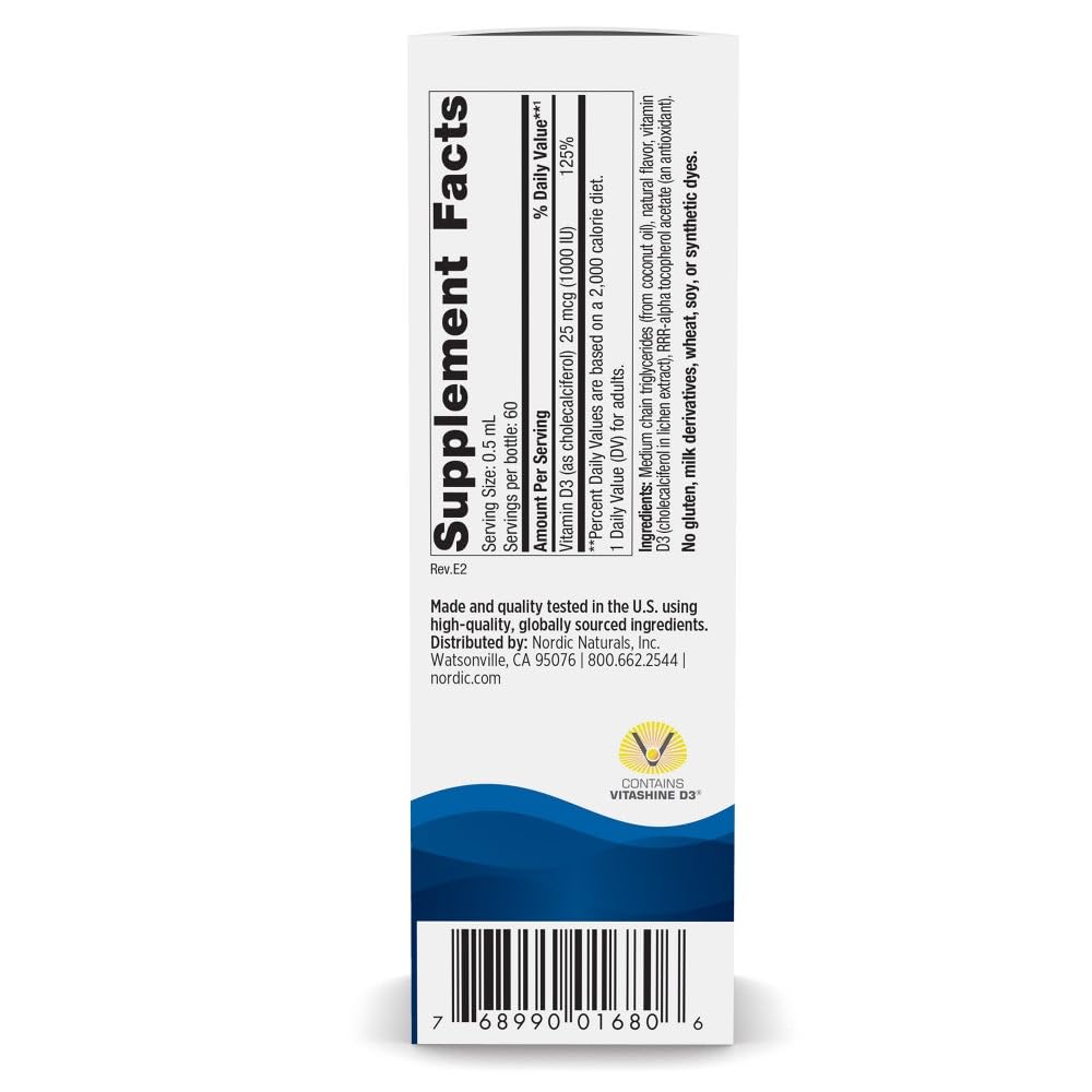 Nordic Naturals Vitamin D3 Liquid drops pour shows convenient daily dosing for vegan users