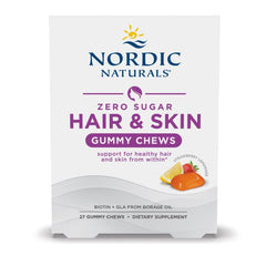 Nordic Naturals Zero Sugar Hair & Skin Gummies bottle front for daily use.