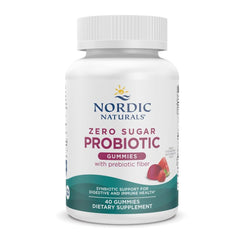 Nordic Naturals Zero Sugar Probiotic Gummies bottle for easy daily digestive support.
