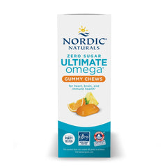 Nordic Naturals Zero Sugar Ultimate Omega Gummy Chews gummies close-up with tasty tropical flavor