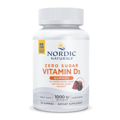 Nordic Naturals Zero Sugar Vitamin D3 Gummies, wild berry flavor, daily bone and immune support