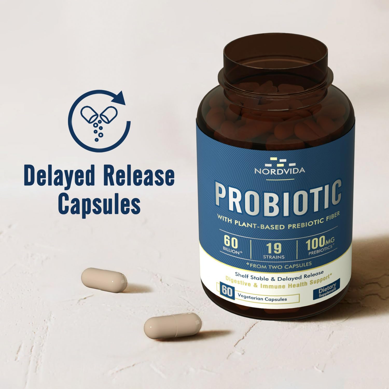 NordVida Probiotic vegan capsules offer plant-based daily probiotic support